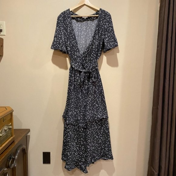 Vetta Dresses & Skirts - Vetta Capsule Tiered Wrap Dress - Medium, Washed Black